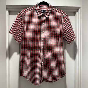 GAP Men's Red and White Plaid Button Down Shirt